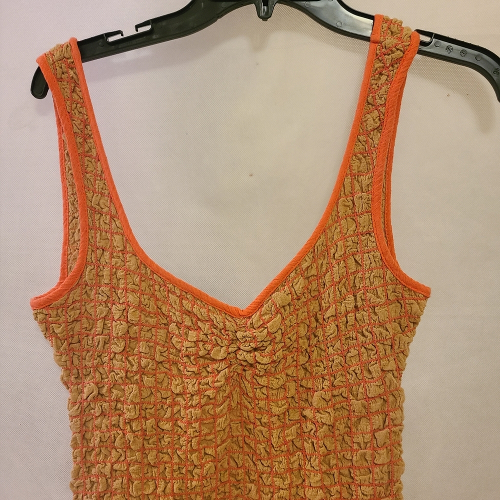 COPY - Free People Women's Set The Bar Smocked Midi Bodycon Dress in Iced Coffe… - Picture 6 of 10